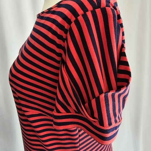 Laundry By Design Red & Navy Striped Short Sleeve Shift Dress Sz. S - Picture 6 of 10